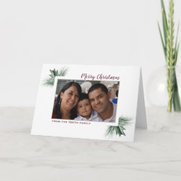 Pine & Holly Christmas Photo Holiday Card