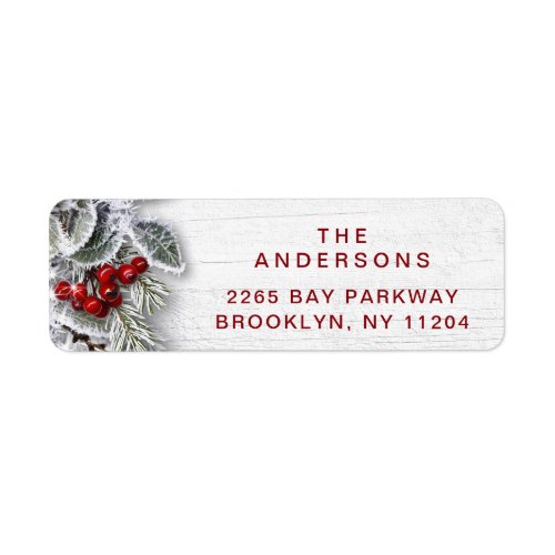 Pine  Holly  Rustic Holiday Return Address Label