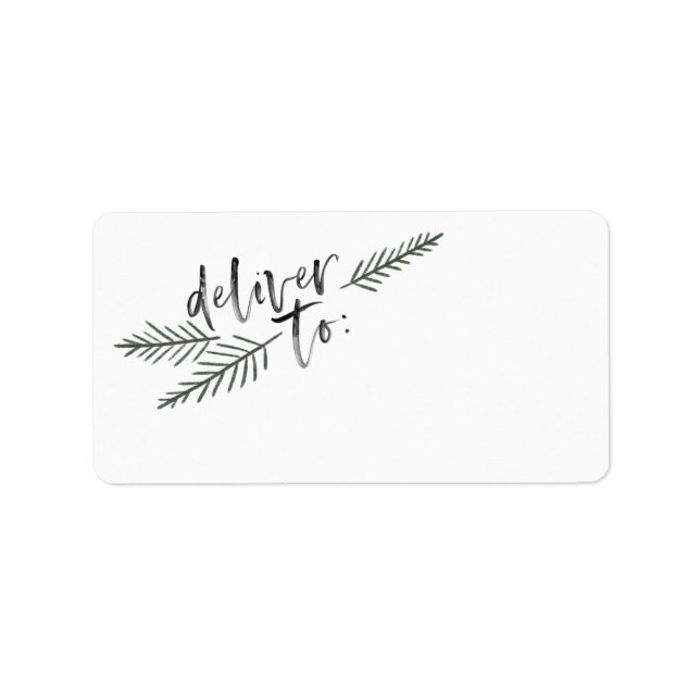 Pine Leaves Deliver To Modern Chic Holiday Label (Front)