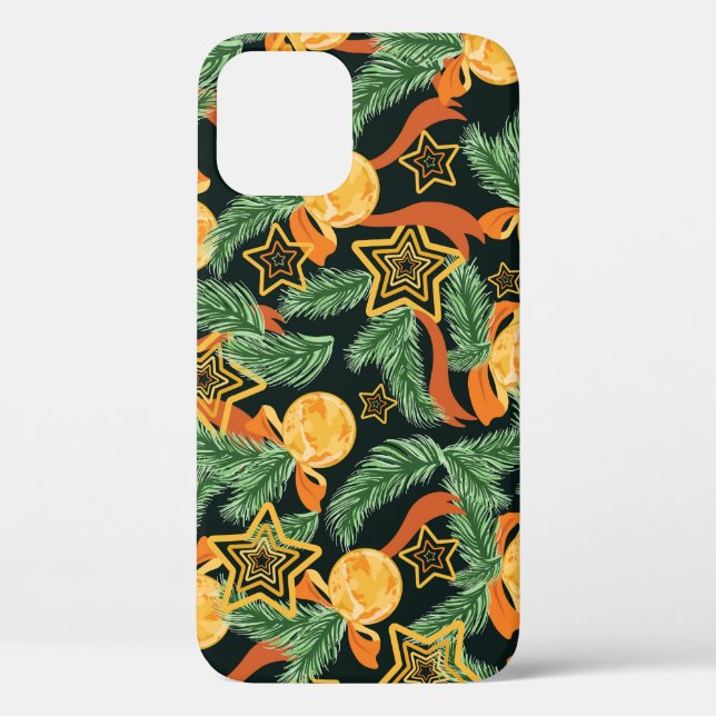 Pine leaves, stars: festive pattern Case-Mate iPhone case (Back)