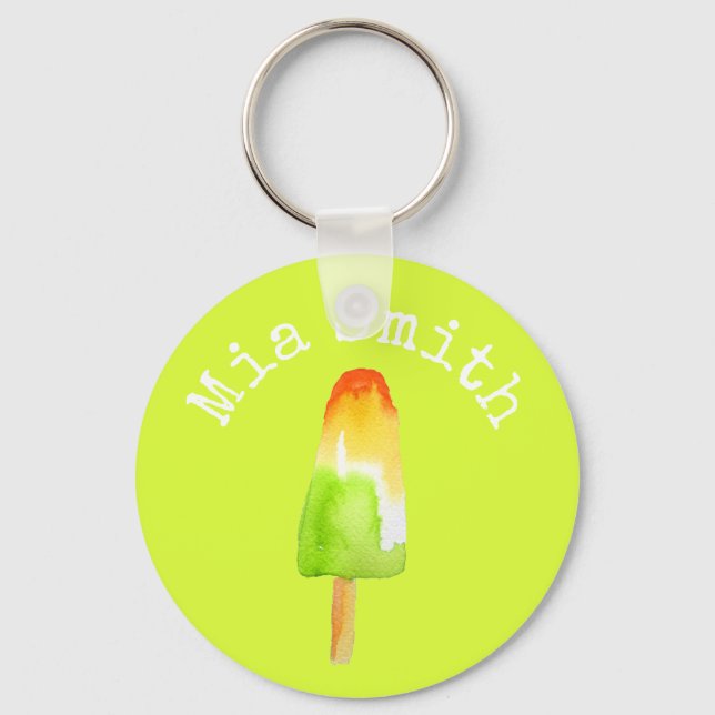 Pine Lime popsicle pop art cute food Keychain (Front)