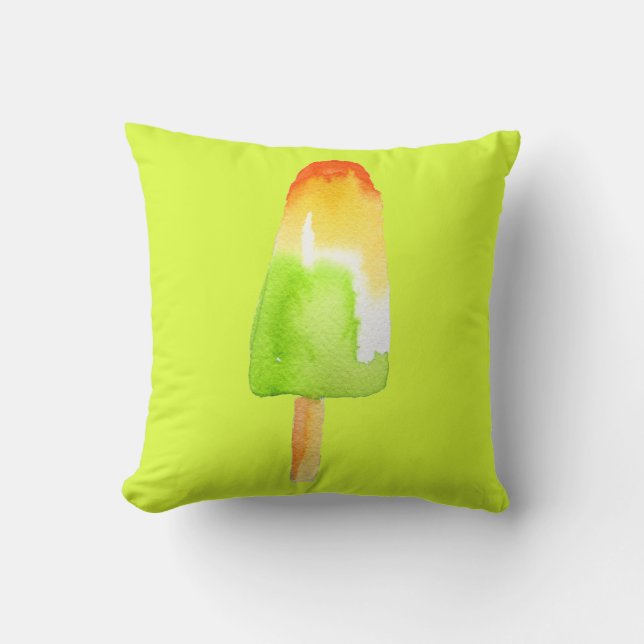 Pine Lime popsicle pop art cute food Throw Pillow (Front)