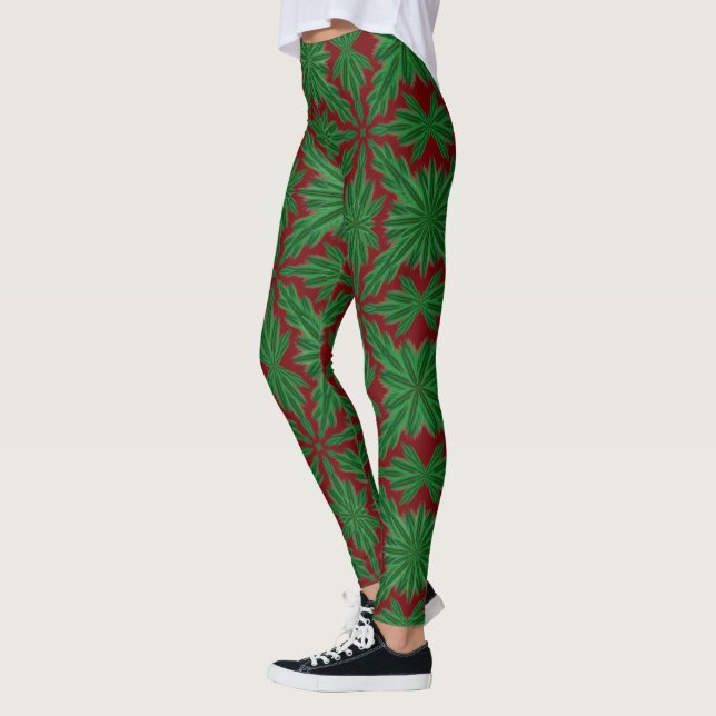 Pine Mandala Garnet Leggings (Left)
