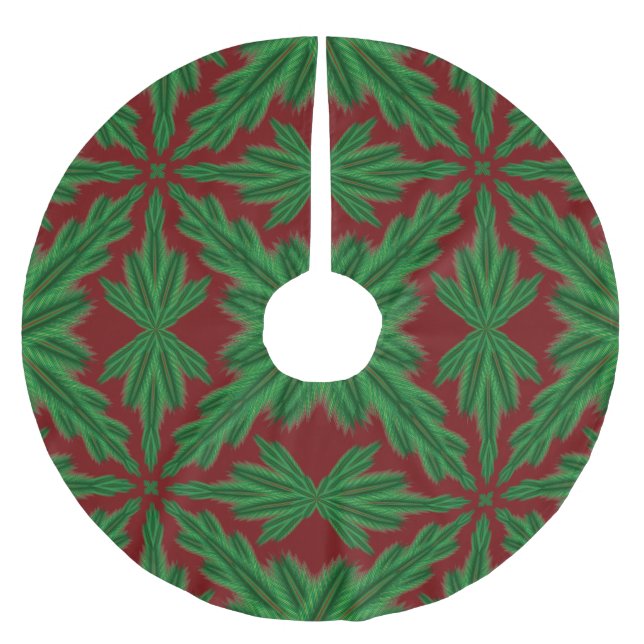 Pine Mandala Garnet Tree Skirt (Front)