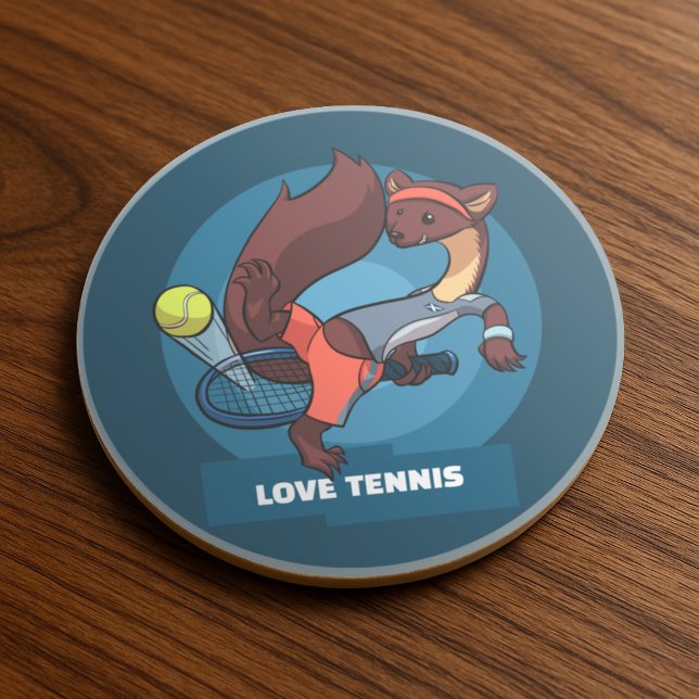 Pine Marten Add Your Text Tennis Trick Shot Design Coaster (Creator Uploaded)