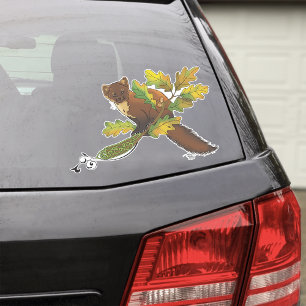 Pine Marten Autumn Leaves Sticker