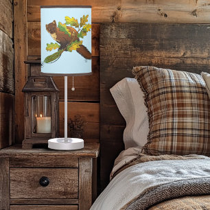Pine Marten Autumn Leaves Table Lamp