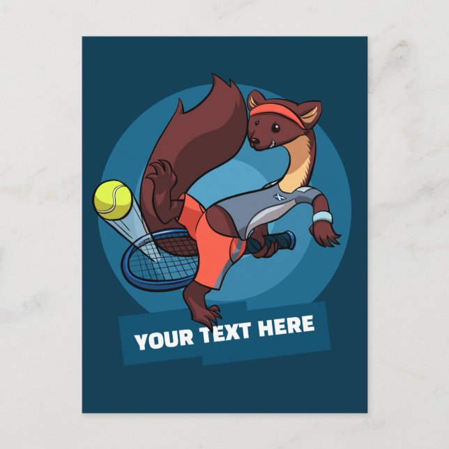 Pine Marten Custom Text Tennis Trick Shot Cartoon Postcard (Front)