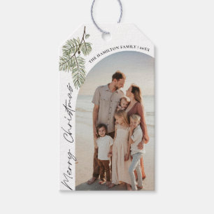 Pine Merry Christmas Minimalist Family 2024 photo Gift Tags