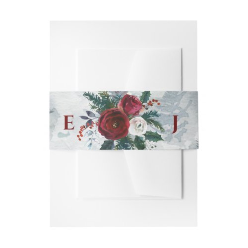 Pine Mountain Roses Winter Wedding Invitation Belly Band