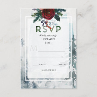 Pine Mountain Roses Winter Wedding RSVP Enclosure Card