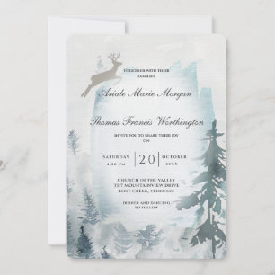 Pine Mountain Watercolor Rustic Invitation