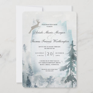 Pine Mountain Watercolor Rustic Invitation