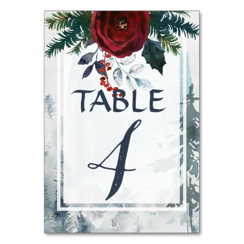 Pine Mountain Winter Wedding Table Number