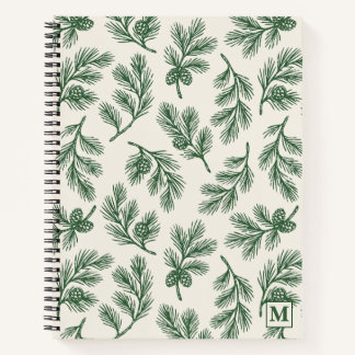 Pine Needle Lane-Pinecone Cover & Monogram Accent Notebook