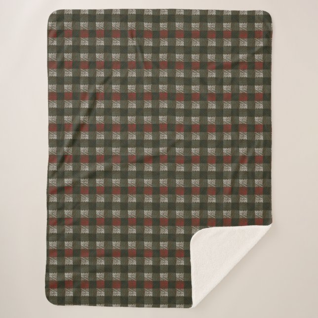 Pine Needle Plaid Sherpa Fleece Blanket (Front)