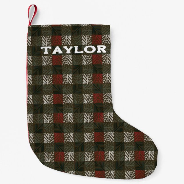 Pine Needle Plaid Small Christmas Stocking (Front)