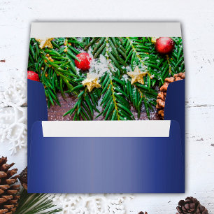 Pine Needles Blue Christmas Envelope
