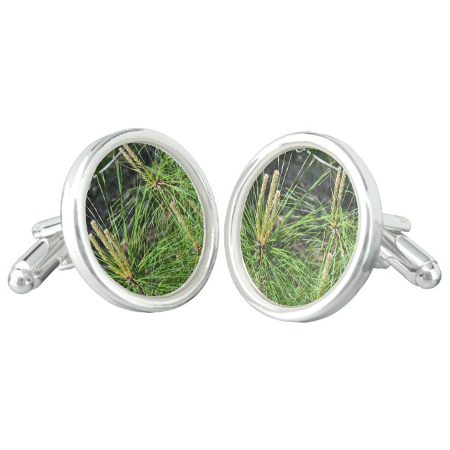 Pine Needles by Kenneth Yoncich Cufflinks (Angled)