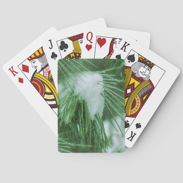 Pine Needles In Snow And Ice Winter  Poker Cards (Back)
