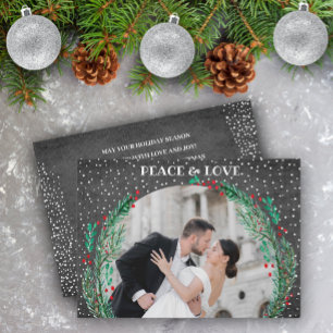 Pine on Black Christmas Photo Holiday Card