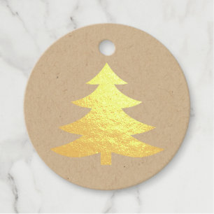 Pine or Christmas Tree in Golden or Silver Foil Favor Tags