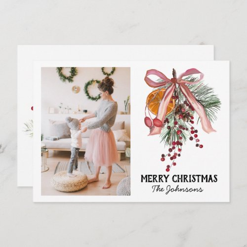 Pine Orange Photo Christmas Holiday Card