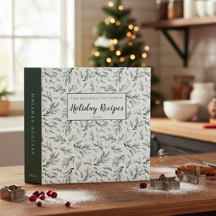 Pine Pattern Holiday Recipe Cookbook 3 Ring Binder