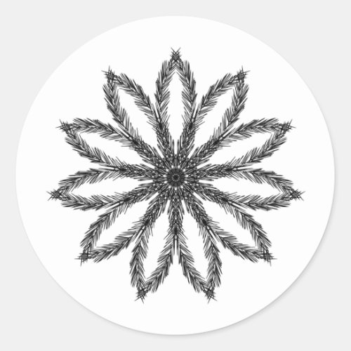 Pine Poinsettia Round Sticker