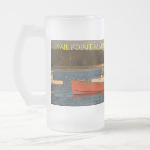Pine Point Maine Frosted 16 oz Frosted Glass Mug