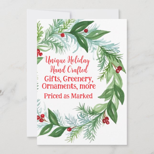 Pine Red Berry Holiday Greens Christmas Fair Sign (Front)