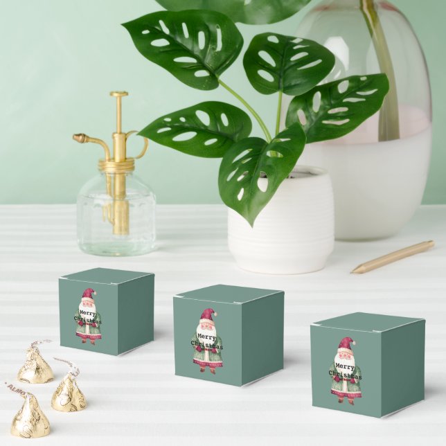 Pine Red Merry Christmas Tree Santa (on back) Favor Boxes (Multiple)