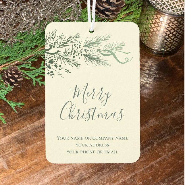 Pine Religious Christmas Business Promotional Gift Air Freshener (Unique Pine Custom Text Merry Christmas business holiday promotional gift. Bible Verse Isaiah 9:6)
