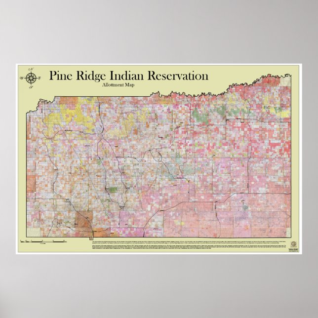 Pine Ridge Reservation Allottments (w/ topography) Poster (Front)