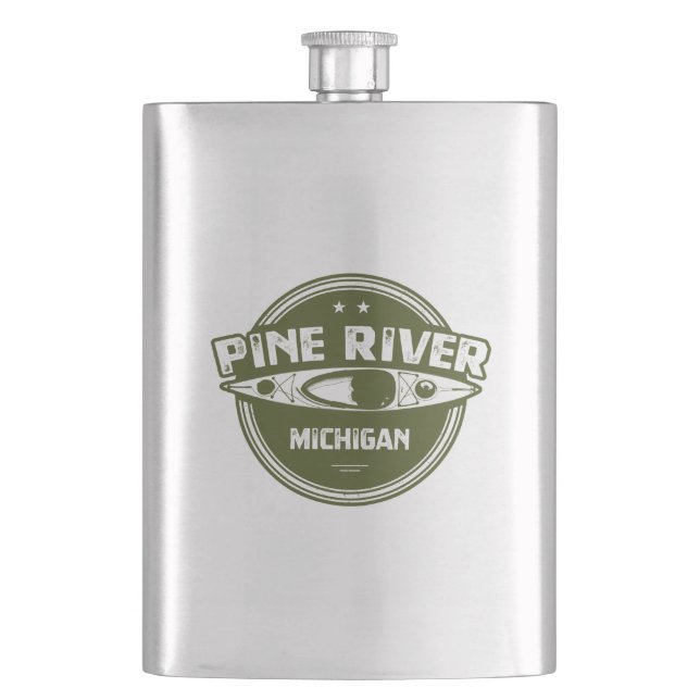 Pine River Michigan Kayaking Flask (Front)