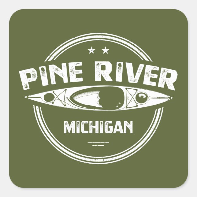 Pine River Michigan Kayaking Square Sticker (Front)