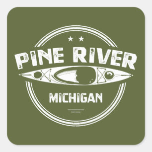 Pine River Michigan Kayaking Square Sticker
