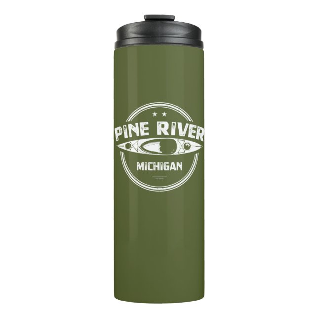 Pine River Michigan Kayaking Thermal Tumbler (Front)