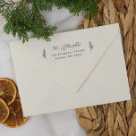 Pine & Script Calligraphy Elegant Return Address Rubber Stamp<br><div class="desc">A classic and elegant theme. This wooden return address stamp features two hand-drawn pine sprigs on either side of the stamp. Your family name is written in chic script calligraphy. Your address or contact details are printed in formal serif typography. Made to match our Evergreen Memories | 10 Photo Collage...</div>