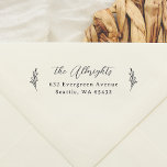 Pine & Script Calligraphy Simple Elegant Address Self-inking Stamp<br><div class="desc">A timeless and elegant theme. This self-inking return address stamp features two hand-drawn pine sprigs on either side of the stamp. Your family name is written in chic script calligraphy. Your address or contact details are printed in classic serif typography. Made to match our Evergreen Memories | 10 Photo Collage...</div>