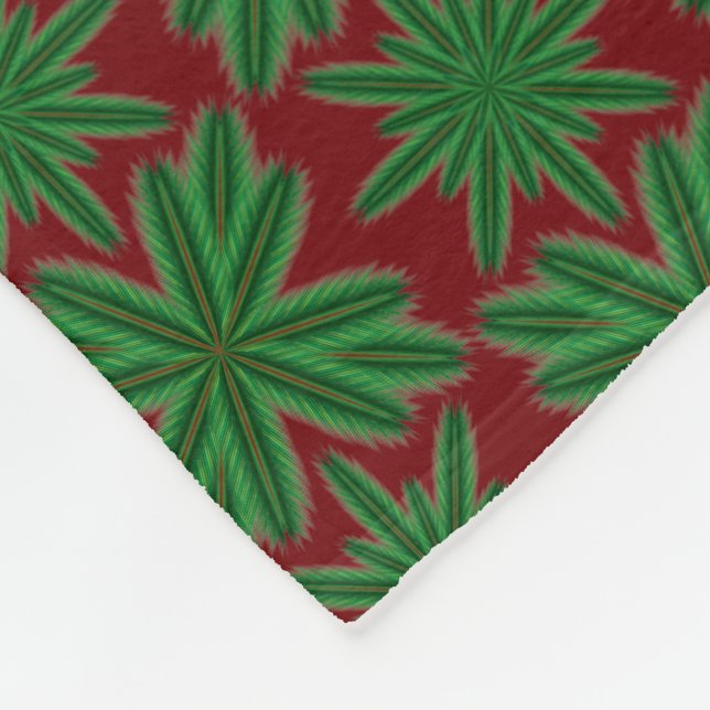 Pine Snowflakes Garnet Fleece Blanket (3 Sizes) (Corner)