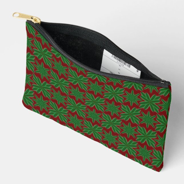 Pine Snowflakes Garnet Small Pouch (Open)