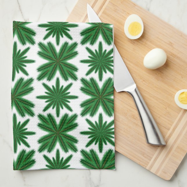 Pine Snowflakes Kitchen Towel (Quarter Fold)