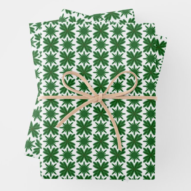 Pine Snowflakes Wrapping Paper (In situ)