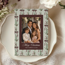 Pine Sprig Bow Pattern Family Photo