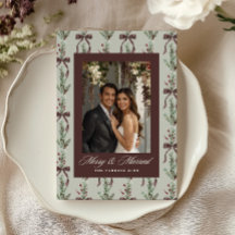 Pine Sprig Bow Pattern Newlyweds Photo
