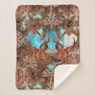 Pine Stag Sherpa Blanket LightBlue