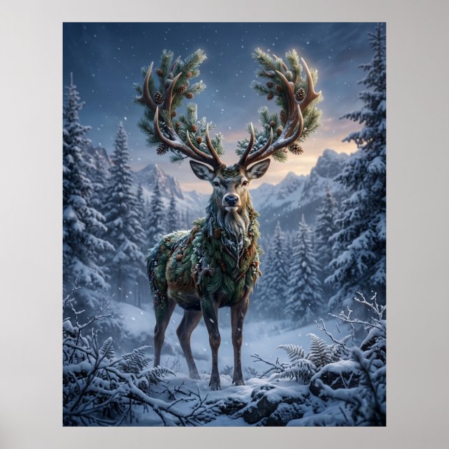 Pine Stag Winter Twilight Poster (Front)
