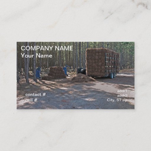 Customizable pine straw raking operation business cards