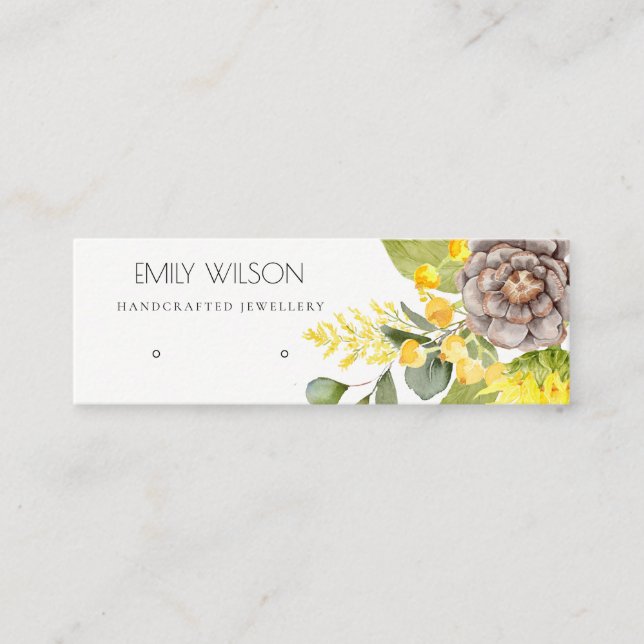 PINE SUNFLOWER EUCALYPTUS  EARRING DISPLAY LOGO MINI BUSINESS CARD (Front)